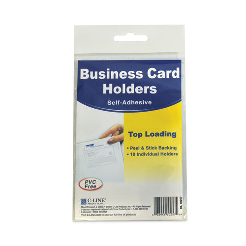 Self-adhesive Business Card Holders, Top Load, 2 X 3.5, Clear, 10/pack.