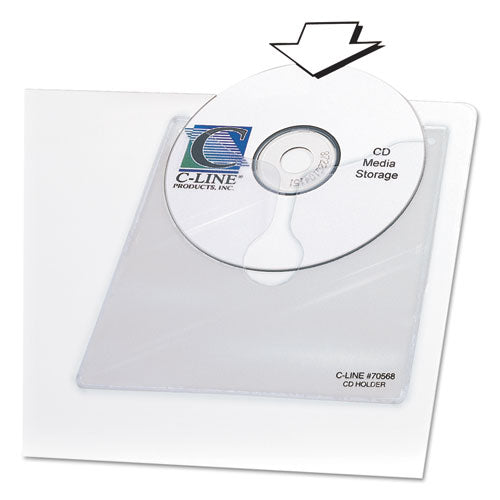 Self-adhesive Cd Holder, 1 Disc Capacity, Clear, 10/pack.