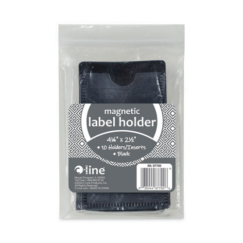 Slap-stick Magnetic Label Holders, Side Load, 4.25 X 2.5, Black, 10/pack.