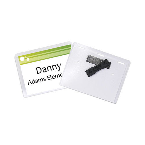 Magnetic Name Badge Holder Kit, Horizontal, 4w X 3h, Clear, 20/box.