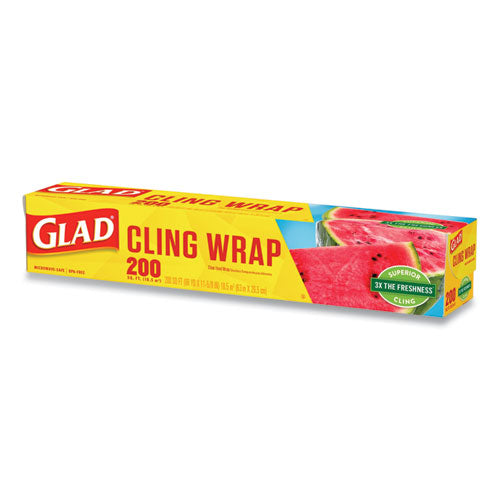 Clingwrap Plastic Wrap, 200 Square Foot Roll, Clear.