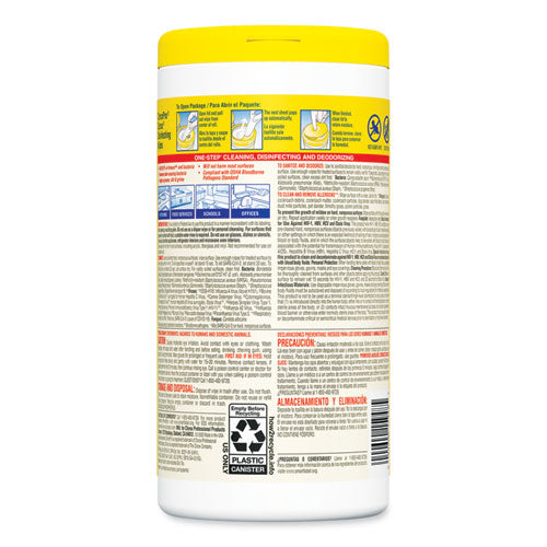 Disinfecting Wipes, 1-ply, 7 X 8, Lemon Fresh, White, 75/canister.