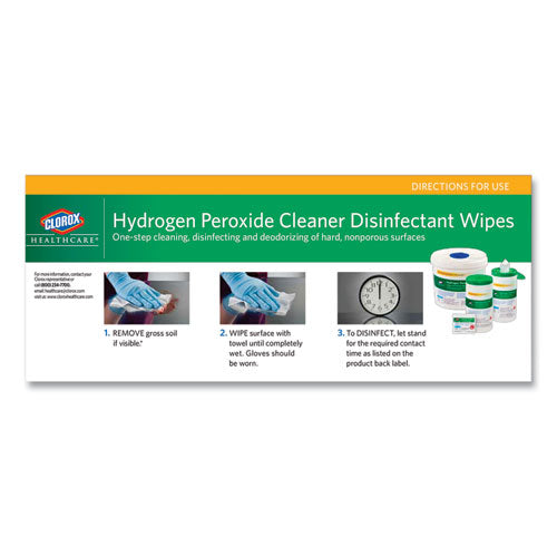 Hydrogen Peroxide Cleaner Disinfectant Wipes,9 X 6.75, Unscented, White, 95/canister, 6 Canisters/carton