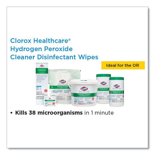 Hydrogen Peroxide Cleaner Disinfectant Wipes,12 X 11, Unscented, White, 185/pack, 2 Packs/carton