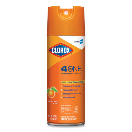 4-in-one Disinfectant And Sanitizer, Citrus, 14 Oz Aerosol Spray, 12/carton.