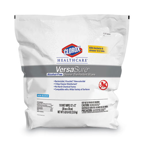 Versasure Cleaner Disinfectant Wipes,1-ply, 12 X 12, Fragranced, White, 110/pouch, 2 Pouches/carton