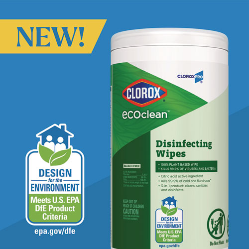 Ecoclean Disinfecting Wipes, 1-ply, 8 X 7, Unscented, White, 6/carton