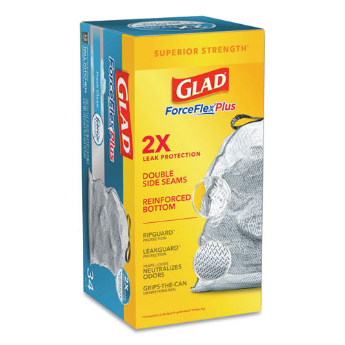 Forceflex Maxstrength Tall Kitchen Drawstring Trash Bags,13 Gal, Fresh Clean Scent, 24" X 28", White, 34/box, 6 Boxes/ct