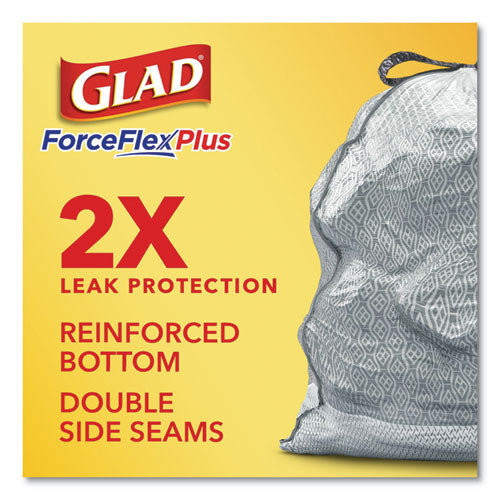 Forceflex Maxstrength Tall Kitchen Drawstring Trash Bags,13 Gal, Fresh Clean Scent, 24" X 28", White, 34/box, 6 Boxes/ct