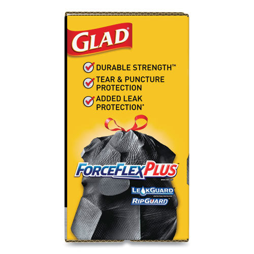 Forceflexplus Drawstring Large Trash Bags, 30 Gal, 1.05 Mil, 30" X 32", Black, 70/box.