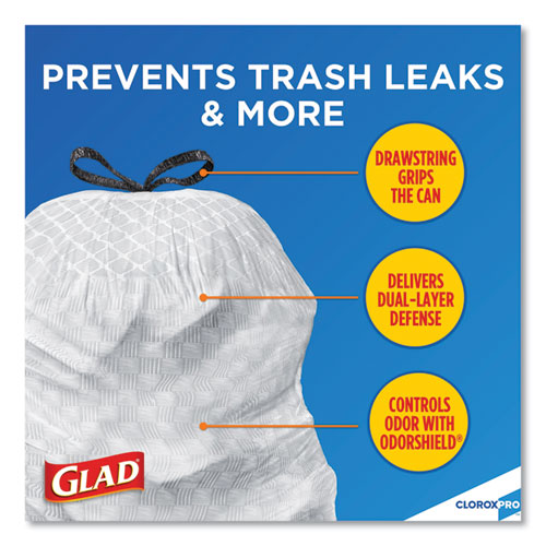 Cloroxpro Forceflex Tall Kitchen Drawstring Trash Bags, 13 Gal, 23.75" X 24.88", Gray, 100/box.