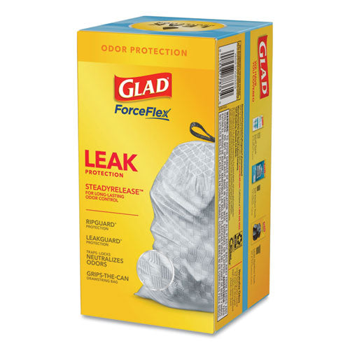 Forceflex Kitchen Drawstring Trash Bags, 13 Gal, Fresh Clean Scent, 24" X 27.38", White, 40 Bags/box, 6 Boxes/carton.