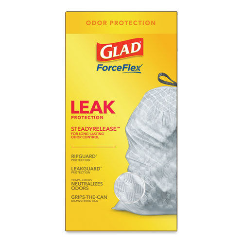 Forceflex Kitchen Drawstring Trash Bags, 13 Gal, Fresh Clean Scent, 24" X 27.38", White, 40 Bags/box, 6 Boxes/carton.