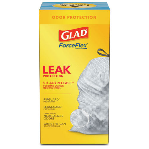 Forceflex Kitchen Drawstring Trash Bags, 13 Gal, Fresh Clean Scent, 24" X 27.38", White, 40 Bags/box, 6 Boxes/carton.