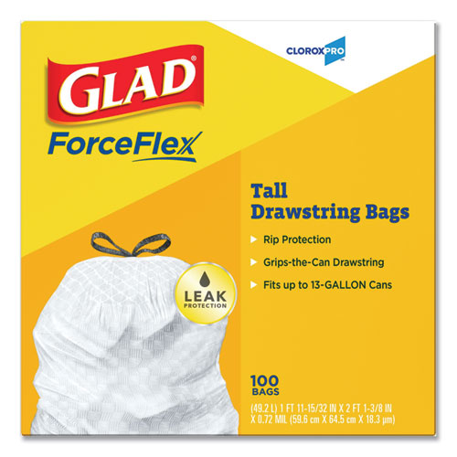 Tall Kitchen Drawstring Trash Bags, 13 Gal, 24" X 27.38", Gray, 100 Bags/box, 4 Boxes/carton.