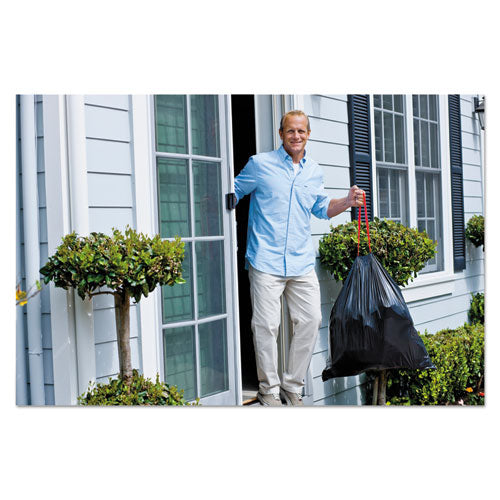 Guaranteed Strong Large Drawstring Trash Bags, Three-ply, 30 Gal,1.05 Mil, 30" X 33", Black, 15 Bags/box, 6 Boxes/carton