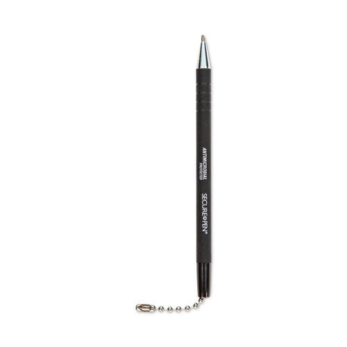 Replacement Antimicrobial Counter Chain Ballpoint Counter Pen, Medium,1 Mm, Black Ink, Black