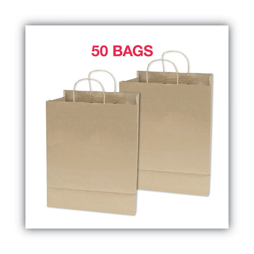 Premium Shopping Bag, Natural Twisted-paper Handles, 10" X 4.5" X 13", Brown, 50/box.