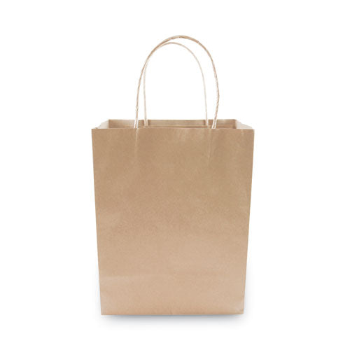 Premium Shopping Bag, Natural Twisted-paper Handles, 8" X 4" X 10.25", Brown, 50/box.