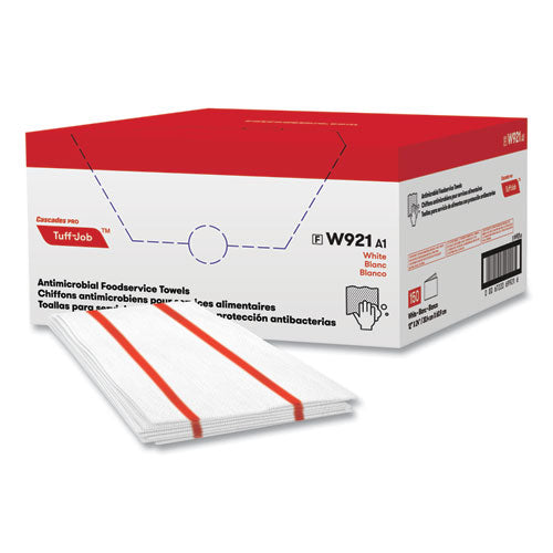 Tuff-job S900 Antimicrobial Foodservice Towels, 12 X 24, White/red, 150/carton.