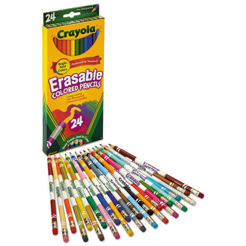 Erasable Color Pencil Set, 3.3 Mm, 2b, Assorted Lead And Barrel Colors, 24/pack.