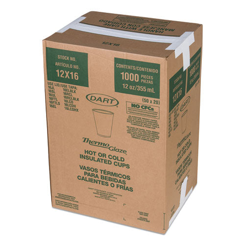 Cafe G Foam Hot/cold Cups, 12 Oz, Brown/red/white, 1,000/carton.