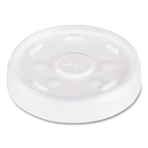 Plastic Lids, Fits 12 Oz To 24 Oz Hot/cold Foam Cups,Straw-slot Lid, White, 100/pack, 10 Packs/carton