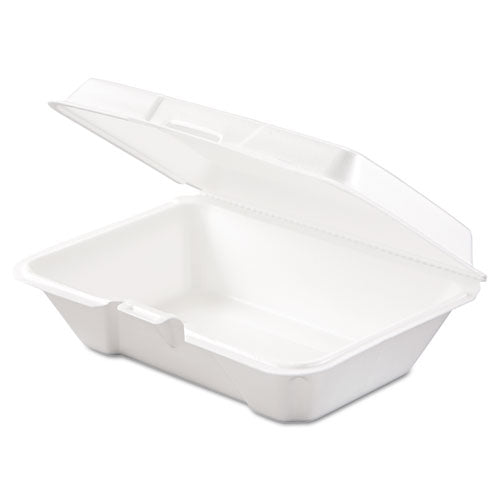 Foam Hinged Lid Containers, 1-compartment, 6.4 X 9.3 X 2.9, White, 100/pack, 2 Packs/carton.