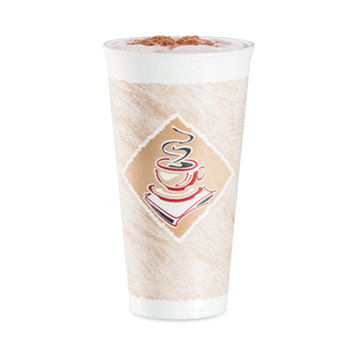 Cafe G Foam Hot/cold Cups, 20 Oz, Brown/red/white, 20/pack.