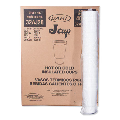 Foam Drink Cups, 32 Oz, White, 16/bag, 25 Bags/carton.