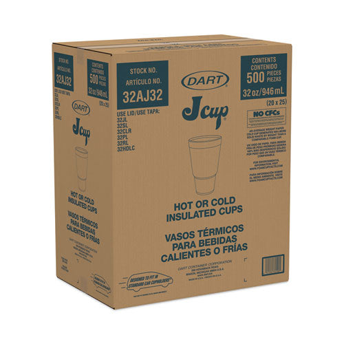 Foam Drink Cups, 32 Oz, Tapered Bottom, White, 25/bag, 20 Bags/carton.