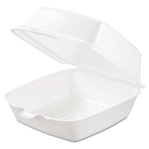 Foam Hinged Lid Containers, 6 X 5.78 X 3, White, 500/carton.