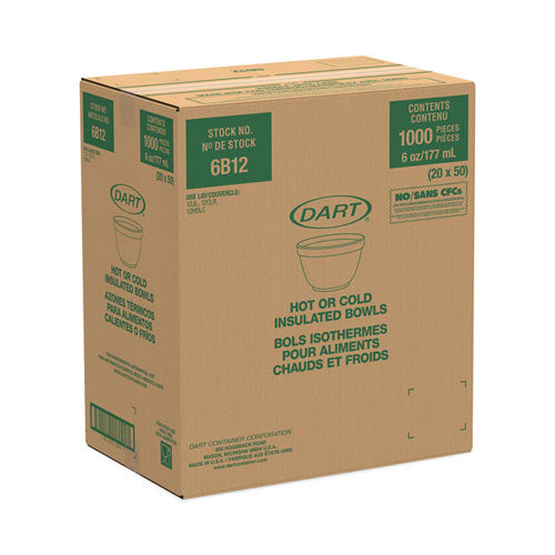 Foam Container, Squat, 6 Oz, White, 50/pack, 20 Packs/carton.