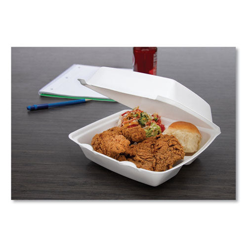 Foam Hinged Lid Containers, 3-compartment, 8.38 X 7.78 X 3.25, 200/carton.