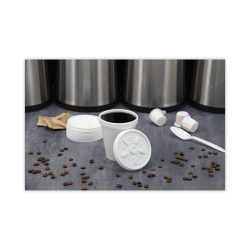 Plastic Lids, Fits 8 Oz To 10 Oz Hot/cold Foam Cups, Vented, White, 100/pack, 10 Packs/carton.