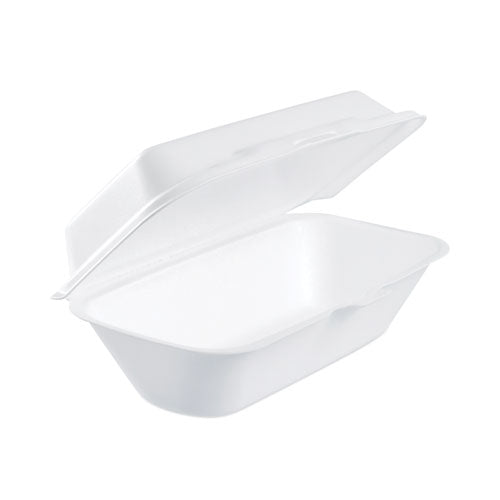 Foam Hinged Lid Container, Hoagie Container With Removable Lid, 5.3 X 9.8 X 3.3,White, 125/bag, 4 Bags/carton