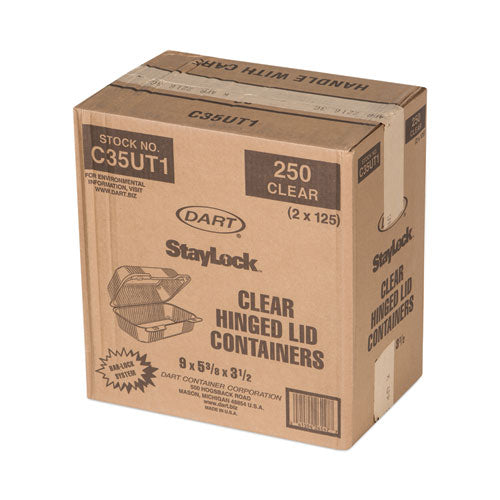 Staylock Clear Hinged Lid Containers, 5.4 X 9 X 3.5, Clear, Plastic, 250/carton.