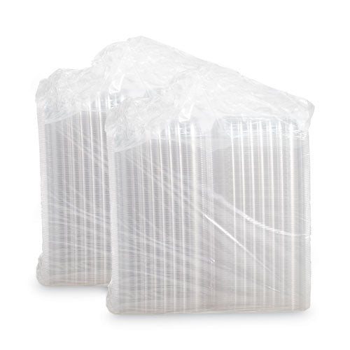 Clearseal Hinged-lid Plastic Containers, 9.3 X 8.8 X 3, Clear, Plastic, 100/bag, 2 Bags/carton.