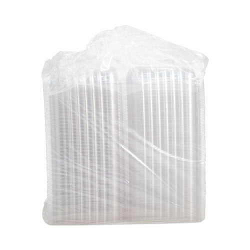 Clearseal Hinged-lid Plastic Containers, 9.3 X 8.8 X 3, Clear, Plastic, 100/bag, 2 Bags/carton.