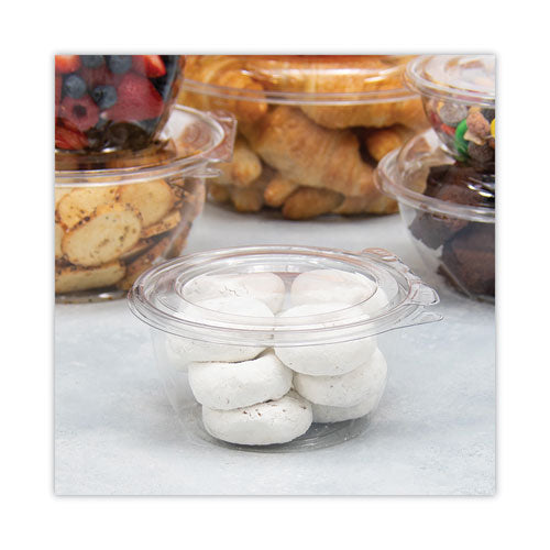 Tamper-resistant, Tamper-evident Bowls With Flat Lid,16 Oz, 5.5" Diameter X 2.7"h, Clear, Plastic, 240/carton