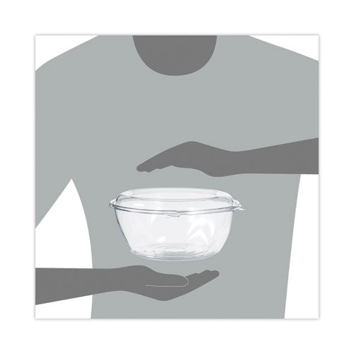 Tamper-resistant, Tamper-evident Bowls With Dome Lid, 64 Oz,8.9" Diameter X 4"h, Clear, Plastic, 100/carton