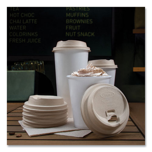 Fiber Lids For Paper Cups, Proplanet Seal, Fits 10 Oz To 24 Oz Cups, Tan, 1,000/carton.