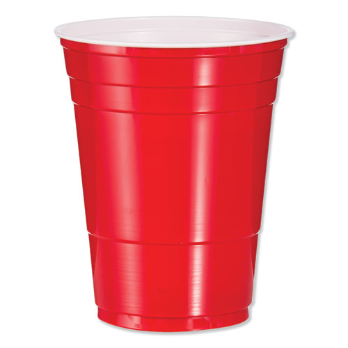 Solo Party Plastic Cold Drink Cups, 16 Oz, Red, 50/pack.