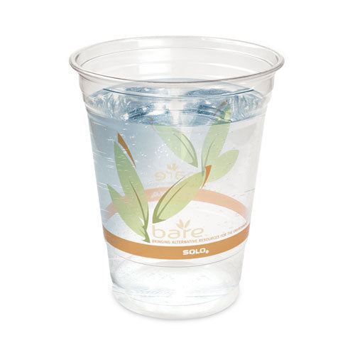 Bare Eco-forward Rpet Cold Cups, Proplanet Seal, 12 Oz To 14 Oz, Leaf Design,Clear, Squat, 50/pack, 20 Packs/carton