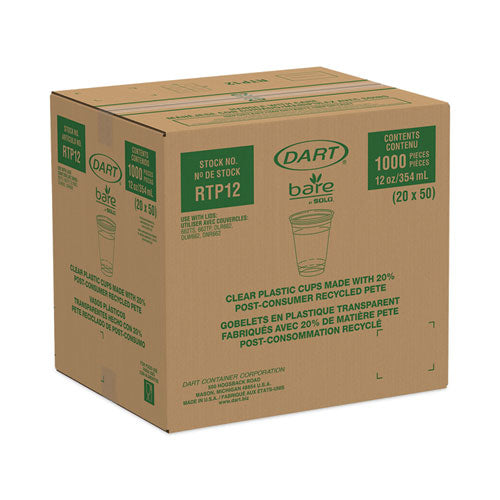 Bare Eco-forward Rpet Cold Cups, Proplanet Seal, 12 Oz To 14 Oz, Leaf Design,Clear, Squat, 50/pack, 20 Packs/carton