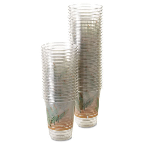 Bare Eco-forward Rpet Cold Cups, Proplanet Seal,16 Oz To 18 Oz, Leaf Design, Clear, 50/pack, 20 Packs/carton