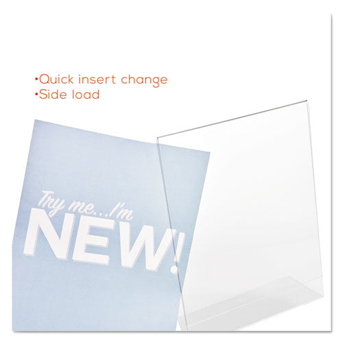 Classic Image Slanted Sign Holder, Portrait, 8.5 X 11 Insert, Clear.