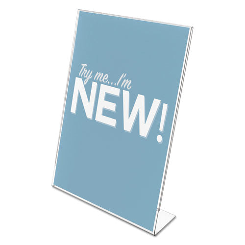 Classic Image Slanted Sign Holder, Portrait, 8.5 X 11 Insert, Clear.