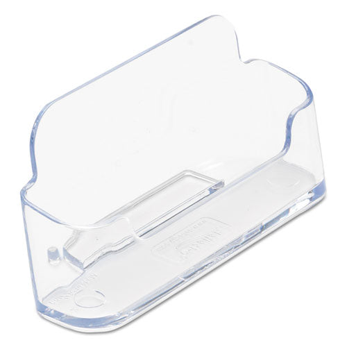 Horizontal Business Card Holder, Holds 50 Cards, 3.88 X 1.38 X 1.81, Plastic, Clear.