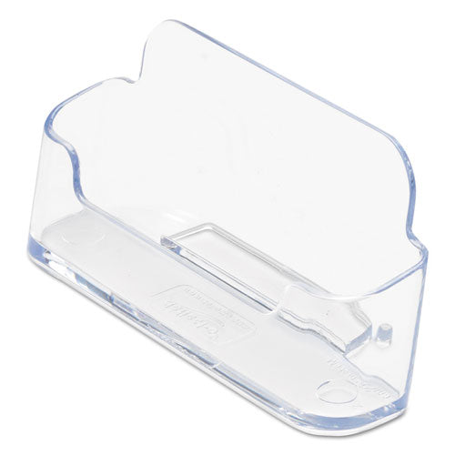 Horizontal Business Card Holder, Holds 50 Cards, 3.88 X 1.38 X 1.81, Plastic, Clear.